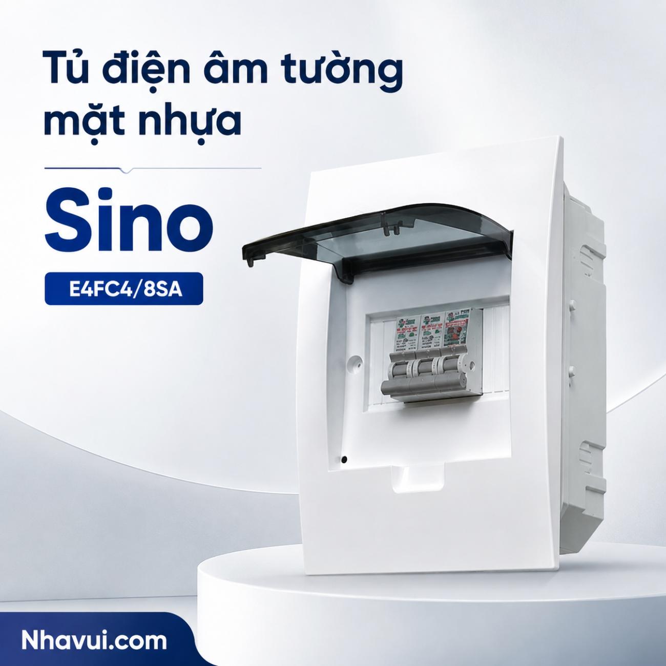 Tủ điện âm tường mặt nhựa Sino E4FC